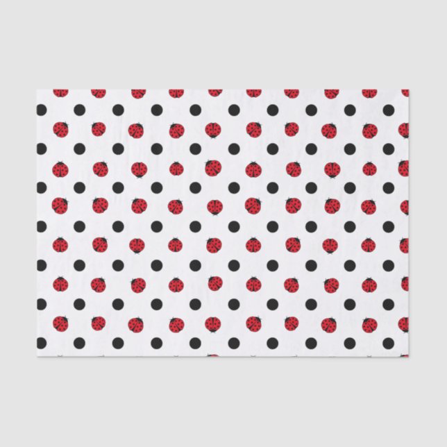 Papel De Seda Patrón de ladybug retro curado (Anverso)