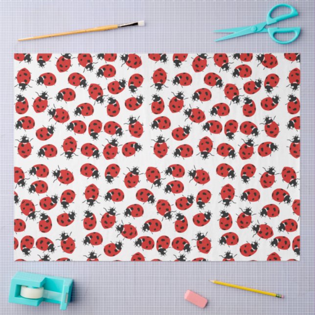 Papel De Seda Patrón de Ladybug Rojo y Negro (Artesanía)