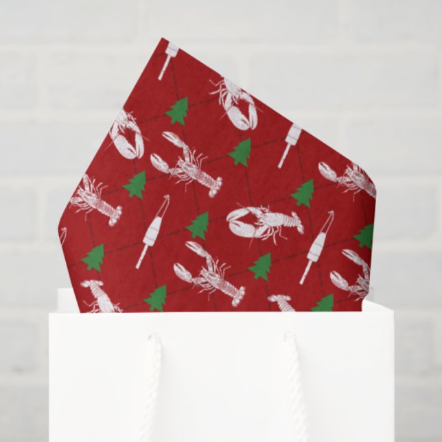 Papel De Seda Patrón de langostas y Navidades de boyas náuticas (Bolsa de regalo)