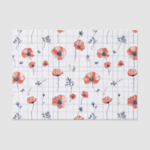 Papel De Seda Patrón de lapachos rojos de color de agua en blanc