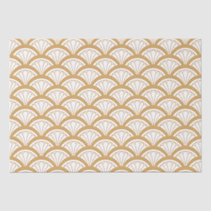 Papel De Seda Patrón de las flores de ventilador de oro y blanco