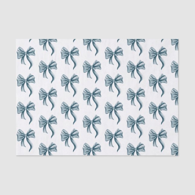 Papel De Seda Patrón de Lazo Azul Simple (Anverso)