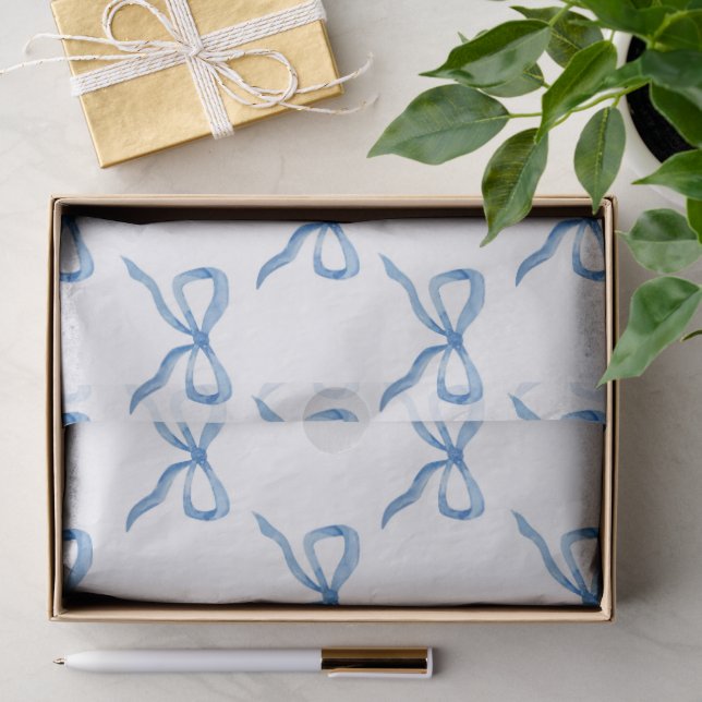 Papel De Seda Patrón de lazo de acuarela azul (Regalo )