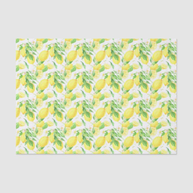 Papel De Seda Patrón de lemas amarillos y verdes (Anverso)