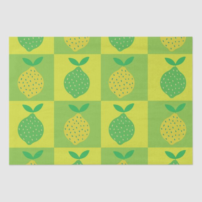 Papel De Seda Patrón de lemas verdes y amarillos controlados (Anverso)