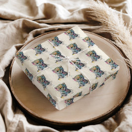 Papel De Seda Patrón de leopardo de acuarela marfil minimalista