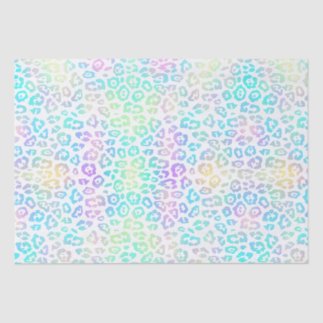 Papel De Seda Patrón de leopardo del arcoiris Pastel (Anverso)