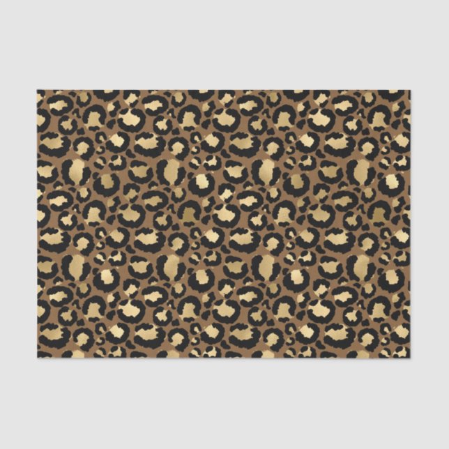 Papel De Seda Patrón de Leopardo Dorado (Anverso)
