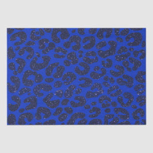 Papel De Seda Patrón de leopardo Purpurinoso azul