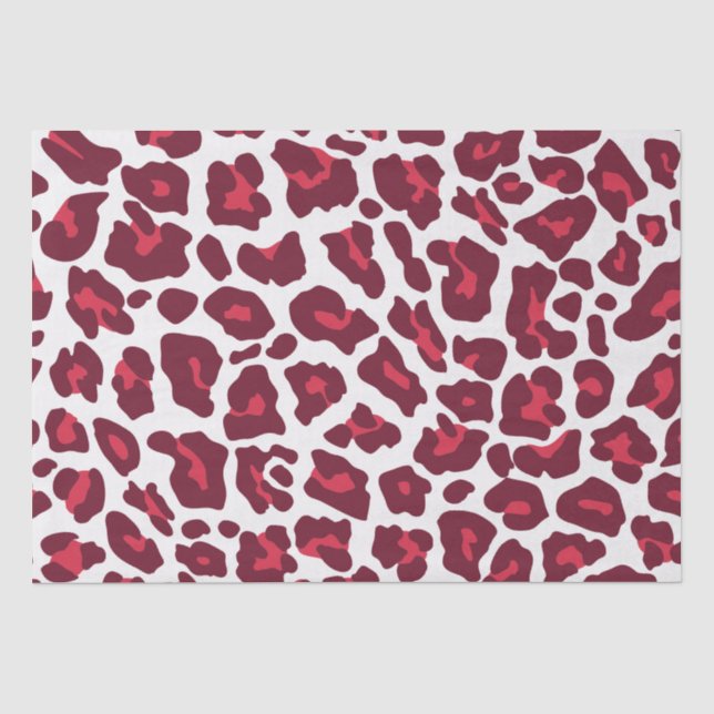 Papel De Seda Patrón de Leopardo Rojo de Vino (Anverso)