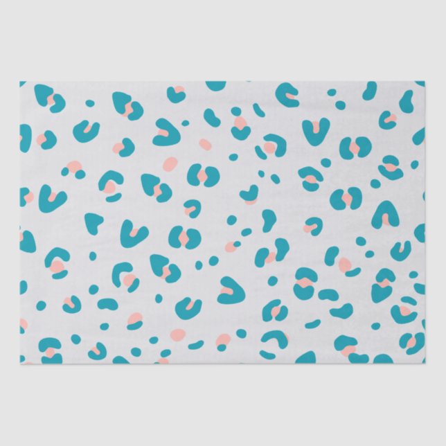 Papel De Seda Patrón de leopardo rosa y azul (Anverso)