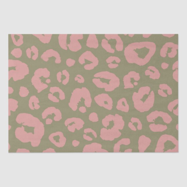 Papel De Seda Patrón de leopardo verde y rosa (Anverso)