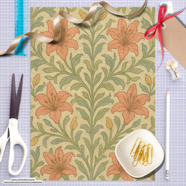 Papel De Seda Patrón de Lily Rústico Trendy William Morris (Subido por el creador)