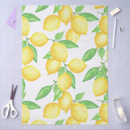 Papel De Seda patrón de limón cítrico mediterráneo