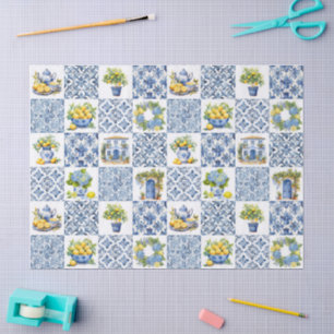 Papel De Seda Patrón de limón de verano mediterráneo