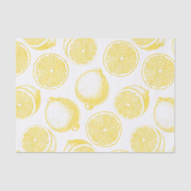 Papel De Seda Patrón de limón dibujado a mano (Anverso)