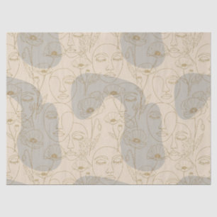 Papel De Seda Patrón de línea de cara floral vintage (2)