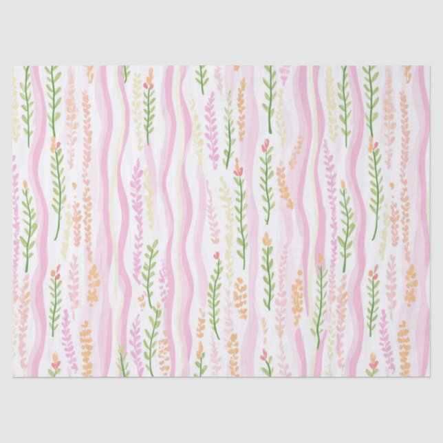 Papel De Seda Patrón de línea floral abstracta moderna (7) (Anverso)