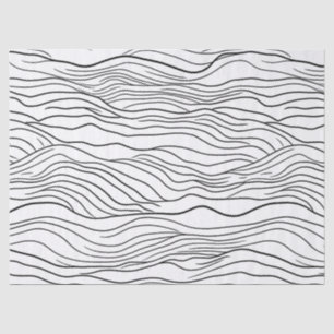 Papel De Seda Patrón de línea ondulada dibujada a mano en blanco