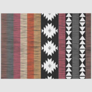 Papel De Seda Patrón de líneas coloreadas étnicas nativas