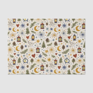 Papel De Seda Patrón de linterna de bosque invernal folk
