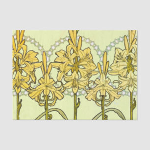 Papel De Seda Patrón de lirio Art Nouveau de Alphonse Mucha vint
