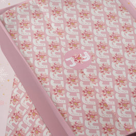 Papel De Seda Patrón de los Navidades de Poinsettia Rosa Alegría