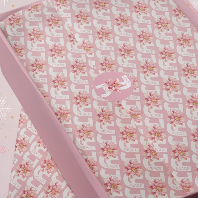 Papel De Seda Patrón de los Navidades de Poinsettia Rosa Alegría (Subido por el creador)