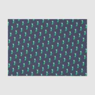 Papel De Seda Patrón de luciérnagas verde bonito sobre azul