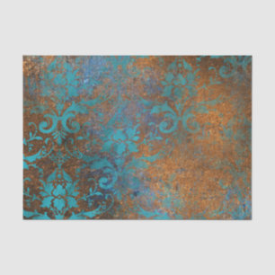 Papel De Seda Patrón de lujo decorativo floral marrón azul grung