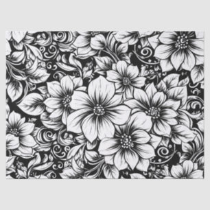 Papel De Seda Patrón de lujo floral monocromo chic (1)
