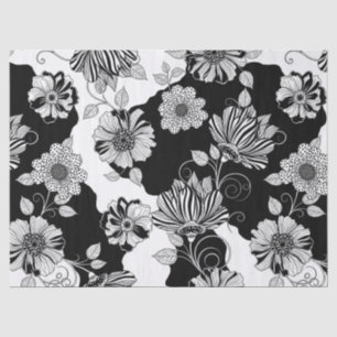Papel De Seda Patrón de lujo floral monocromo chic (4)