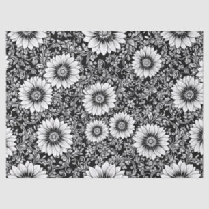 Papel De Seda Patrón de Lujo Floral Monocromo Chic (5)