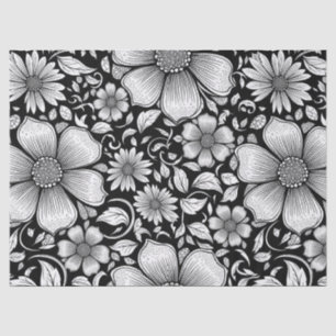 Papel De Seda Patrón de lujo floral monocromo chic (6)