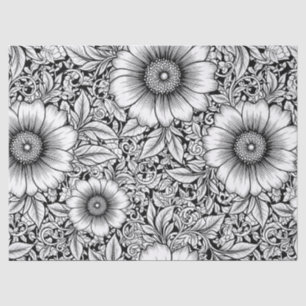 Papel De Seda Patrón de lujo floral monocromo chic (7)