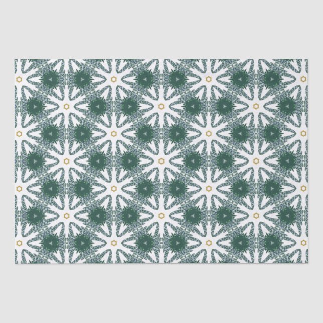 Papel De Seda Patrón de lujo Star Green Gold (Anverso)
