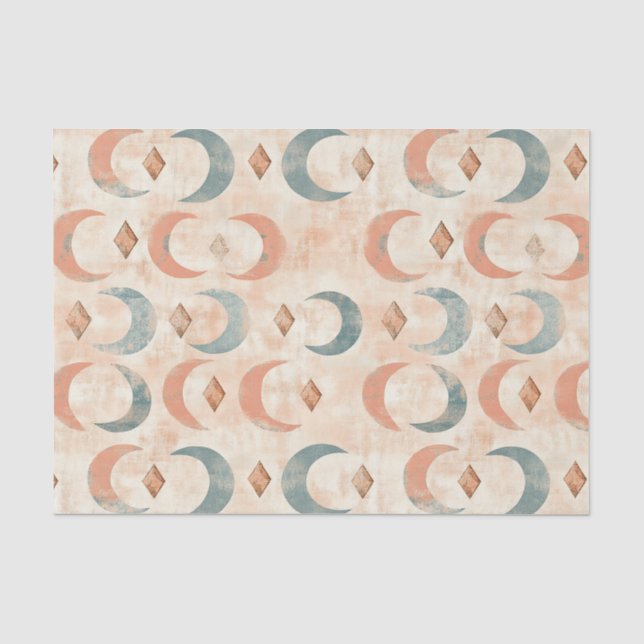 Papel De Seda Patrón de Luna Floral Celestial Boho (6) (Anverso)