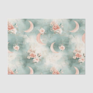 Papel De Seda Patrón de Luna Floral Celestial Boho (7)