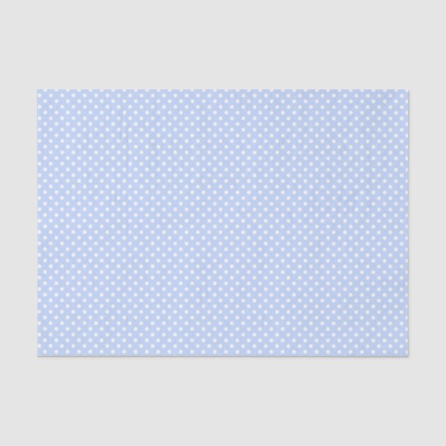 Papel De Seda Patrón de lunares azul pálido y blanco (Anverso)