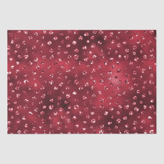 Papel De Seda Patrón de lunares con brillo rojo glamour (Anverso)