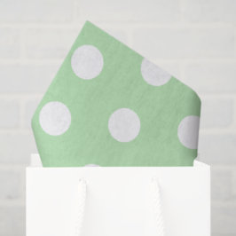 Papel De Seda Patrón de lunares verde salvia y blanco