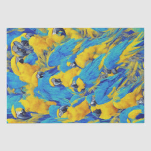 Papel De Seda Patrón de Macaws azules y dorados
