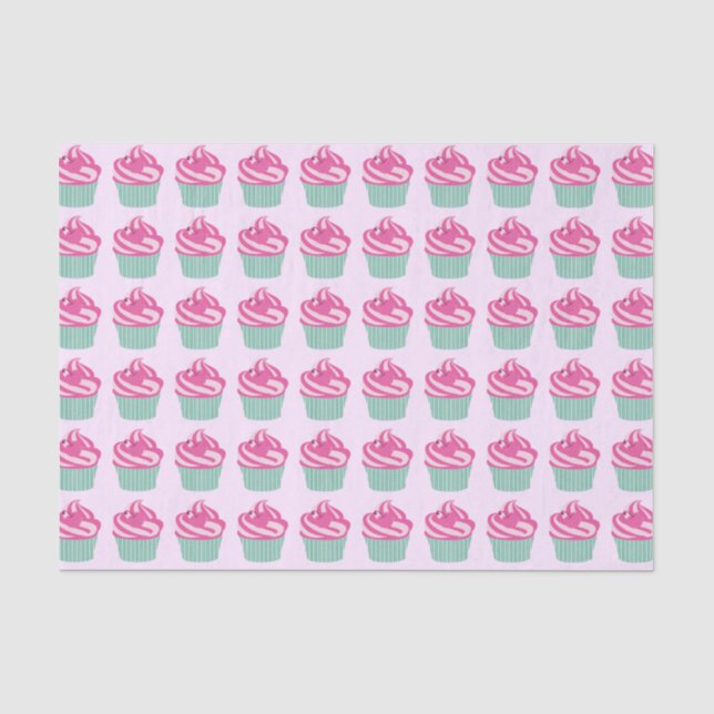 Papel De Seda Patrón de magdalenas rosadas lindas (Anverso)