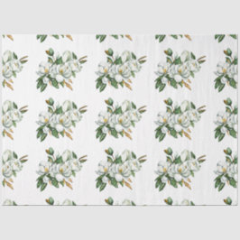 Papel De Seda Patrón de magnolia en acuarela suave azul