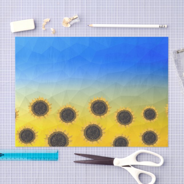 Papel De Seda Patrón de malla de la geometría azul amarilla de U (Artesanía)