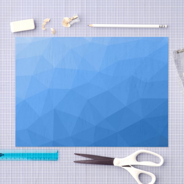 Papel De Seda Patrón de malla geométrica con gradiente azul clar (Artesanía)