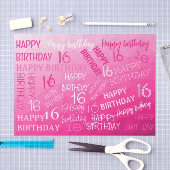 Papel De Seda Patrón de malla geométrica rosada caliente de cual (Artesanía)