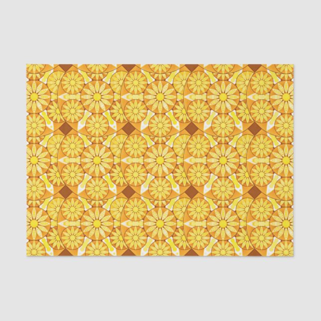 Papel De Seda Patrón de Mandala, amarillo, dorado y marrón (Anverso)