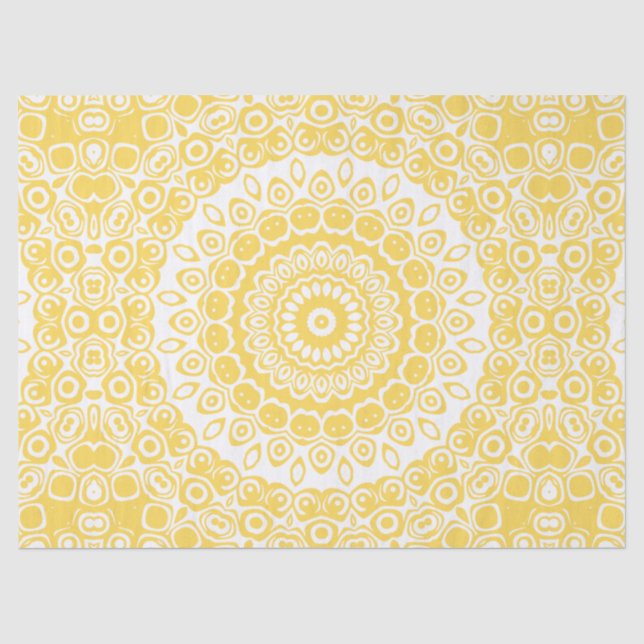 Papel De Seda Patrón de Mandala amarillo mostaza (Anverso)