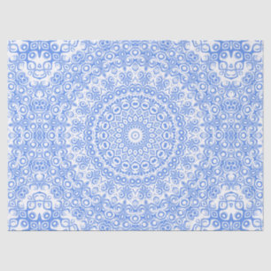 Papel De Seda Patrón de Mandala Azul Aciano